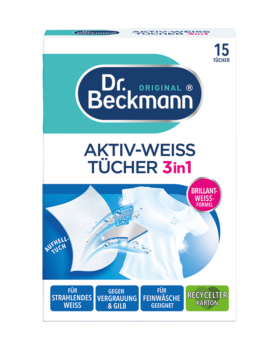 Dr. Beckmann Aktiv­ Weiss Tuecher 3in1, Aufhell­ Tuch, 15 Stueck